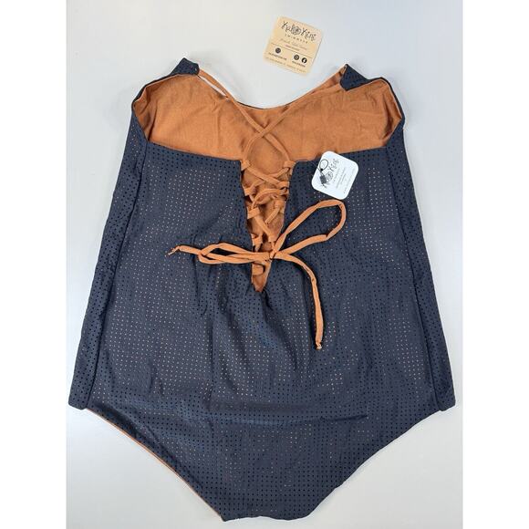 KaloKini Women’s One Piece Bathing Suit Size 2XL Pumpkin Spice Reversible Beach - Picture 4 of 16
